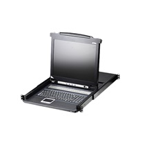 Aten LCD 17'' KVM přepínač (Klávesnice, VGA, Myš) 16:1, PS/2 (USB), OSD, výsuvný, do 19'' rozvaděče, UK (CL1016M)