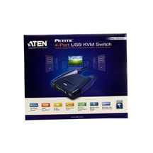 Aten Mini KVM přepínač (USB Klávesnice a Myš, VGA Audio) 4:1 USB, integrované kabely (CS64US)