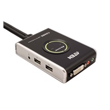 Aten Mini KVM přepínač (USB Klávesnice a Myš, DVI-D, Audio) 2:1 USB, integrované kabely (CS682)