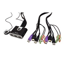 Aten Mini KVM přepínač (USB Klávesnice a Myš, HDMI, Audio) 2:1 USB, integrované kabely (CS692)