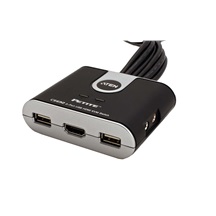 Aten Mini KVM přepínač (USB Klávesnice a Myš, HDMI, Audio) 2:1 USB, integrované kabely (CS692)
