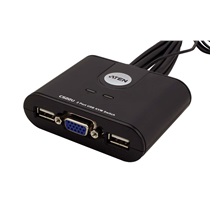 Aten Mini KVM přepínač (USB Klávesnice a Myš, VGA) 2:1 USB, integrované kabely (CS22U)