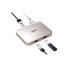 Aten Multiport adaptér USB C(M) -> HDMI A(F) (4K@30Hz), USB 3.0 A + USB 2.0 A, 2x USB C, PD (UH3235)