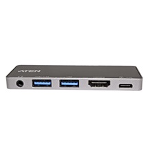 Aten Multiport adaptér USB C (M) -> HDMI (4K@60Hz), 2x USB3.0 A(F),USB C(PD) (UH3238)