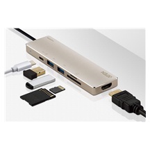 Aten Multiport adaptér USB C (M) -> HDMI A(F) (4K@30Hz), 2x USB3.0 A(F), SD, USB C (PD) (UH3239)