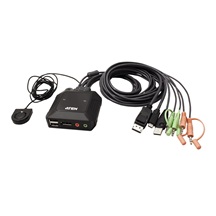 Aten KVM přepínač (USB, DP, Audio) 2:1, DP + USB C, USB (CS52DP)