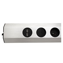 BACHMANN Zásuvková lišta CASIA, 4x zásuvka CZ, vypínač, 2x USB, 2m (923.012)