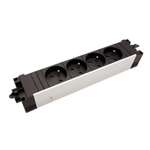 BACHMANN Systém STEP ALU, 4x zásuvka CZ, GST18(M) - 4x CEE 7/5(F) - GST18(F) (336.046)