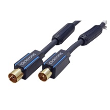 Clicktronic HQ OFC Kabel anténní TV, 95dB, IEC169-2, M-F, 20m, modrý