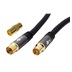 goobay Kabel anténní TV, 135dB, 4x stíněný, zlacený, IEC169-2, M-F, 2m, + redukce M-M, černý