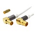 goobay Kabel anténní TV, 135dB, 4x stíněný, IEC169-2, M-F (lomené, zlacené), 10m, + redukce M-M, bílý