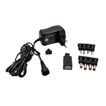 goobay Univerzální napájecí adaptér 3-12V/600mA s USB, černý