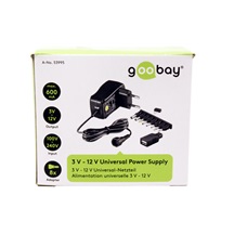 goobay Univerzální napájecí adaptér 3-12V/600mA s USB, černý