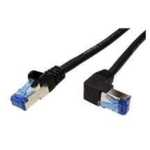 goobay S/FTP patchkabel kat.6a, lomený konektor, 5m, černý