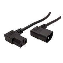 InLine Kabel síťový prodlužovací, IEC320 C14 90° - C13 90°, 1,8m, černý