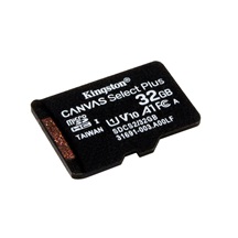KINGSTON Paměťová karta microSDHC, 32GB, class10 UHS-I, Canvas Select Plus + adaptér na SD kartu