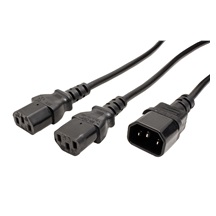 Lindy Rozdvojka síťového kabelu prodlužovací, IEC320 C14 - 2x C13, 1m, černá