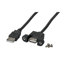 EFB USB 2.0 prodlužovací kabel USB A(M) - USB A(F), panelový, 0,5m, černý