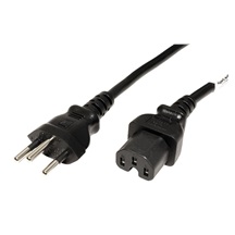Dinic Kabel síťový Švýcarsko, SEV1011 T12 (typ J) - IEC320 C15, 1,8m, černý
