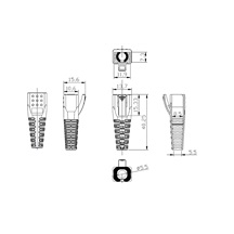 ROLINE Krytka konektoru RJ45 na kulatý kabel  5,5 - 8,5mm, s ochranou západky, 10ks, šedá