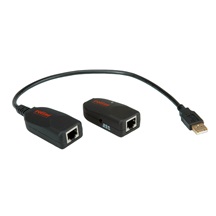 ROLINE Prodlužovací adaptér USB 2.0 přes TP (RJ45), se zdrojem