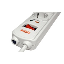 ROLINE Vícenásobná zásuvka 230V/10A, 6x zásuvka DE, vypínač, přepěťová ochrana, šedá, 1,8m
