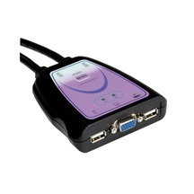 Value Mini KVM přepínač (Klávesnice USB,VGA,Myš USB) 2:1 USB, integrované kabely