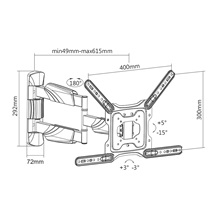 Value Držák LCD/TV, 3 klouby, 35kg, montáž na zeď, černý