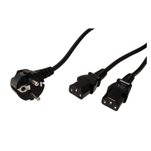Value Rozdvojka síťového kabelu, CEE 7/7(M) - 2x IEC320 C13, 2m, černá