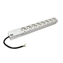 BACHMANN 19'' napájecí panel 1U,  8x zásuvka CZ, 0,2m bez koncovky, šedý (333.819)