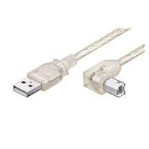 goobay USB 2.0 kabel A-B, 2m, transparentní, lomený konektor B