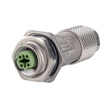 METZ CONNECT Průmyslový konektor M12 4pin (F) s přírubou, kód D, kat.5e, 6 - 9,7mm, IP67