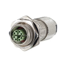 METZ CONNECT Průmyslový konektor M12 8pin (F) s přírubou, kód X, kat. 6a, IP67