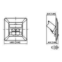 METZ CONNECT E-DAT Zásuvka pod omítku, 2x RJ45 (MC moduly)  kat. 6a, bílá