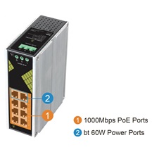 Conexpro GNT-IG1008GP-AC, Průmyslový PoE switch na DIN lištu, 8x LAN, 8x PoE
