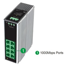 Conexpro GNT-IG1008GL-AC, Průmyslový switch na DIN lištu, 8x LAN