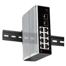 Conexpro GNT-IG1210GF-DC, Průmyslový switch na DIN lištu, 8x LAN, 2x SFP