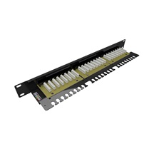 Solarix 19" patch panel Solarix 24 x RJ45 CAT6 UTP s vyvazovací lištou 1U SX24L-6-UTP-BK-N