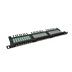 Solarix 19" patch panel Solarix 24xRJ45 CAT5E UTP s vyvazovací lištou černý 0,5U SX24HD-5E-UTP-BK