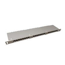 Solarix 19" patch panel Solarix 24xRJ45 CAT5E STP s vyvazovací lištou 0,5U SX24HD-5E-STP-SL