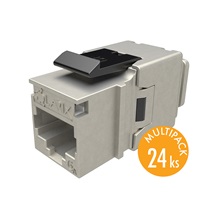 Solarix MULTIPACK 24 ks - rychlozařezávací keystone Solarix CAT6A STP SXKJ-10G-STP-BK-NA Component Level a 4PPoE certifikace