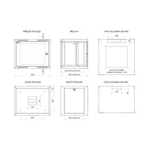 Solarix Rozvaděč nástěnný GrandN DUO 6U 450mm, dveře plech, RAL 7035, GrandND-6U-645-21-G