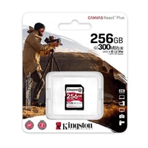 Kingston SDXC karta 256GB Canvas React Plus SDXC UHS-II 300R/260W U3 V90 for Full HD/4K/8K