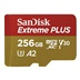 SanDisk micro SDXC karta 256GB Extreme PLUS (200 MB/s Class 10, UHS-I U3 V30) + adaptér