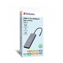 VERBATIM Hub USB-C Pro Multiport 14 Port, 5x USB-A, 2x USB-C, 2x HDMI, 1xVGA, RJ45, 3.5mm Jack audio, microSD/SD, šedá