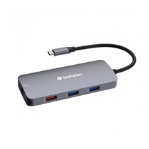 VERBATIM Hub USB-C Pro Multiport 9 Port, 3x USB 3.2, 2x USB-C, HDMI, RJ45, microSD/SD, šedá