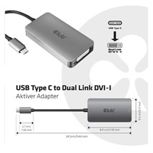 Club3D Adaptér aktivní USB Type C na DVI-I Dual Link, HDCP on