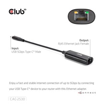 Club3D Adaptér USB-C na RJ45, 5Gb, 24cm