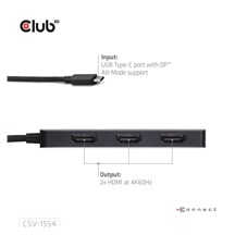 Club3D hub MST USB-C na 3xHDMI, Single: 8K30Hz, Triple: 4K60Hz
