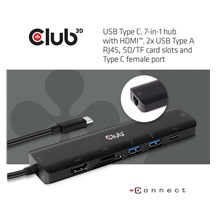 Club3D hub USB-C 3.2 Gen1 7in1 Hub HDMI 4K60Hz, 2x SD card, 2x USB-A, USB-C PD - nabíjení 100W, RJ45